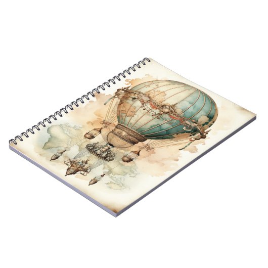  Steampunk Blauwe Hete Luchtballon (2) Notitieboek (Linkerzijde)