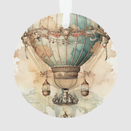  Steampunk Blauwe Hete Luchtballon (2) Ornament (achterkant)
