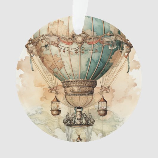  Steampunk Blauwe Hete Luchtballon (2) Ornament (voorkant)