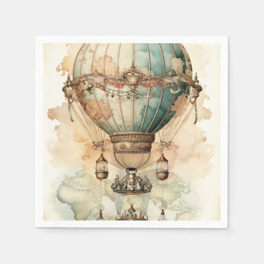 Steampunk Blauwe Hete Luchtballon (2) Servet (Voorkant)