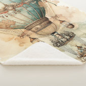 Steampunk Blauwe Hete Luchtballon (2) Sherpa Deken (3/4)