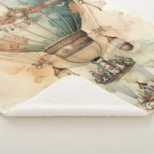  Steampunk Blauwe Hete Luchtballon (2) Sherpa Deken (3/4)