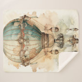 Steampunk Blauwe Hete Luchtballon (2) Sherpa Deken (Voorkant (horizontaal))