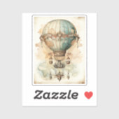  Steampunk Blauwe Hete Luchtballon (2) Sticker (Vel)