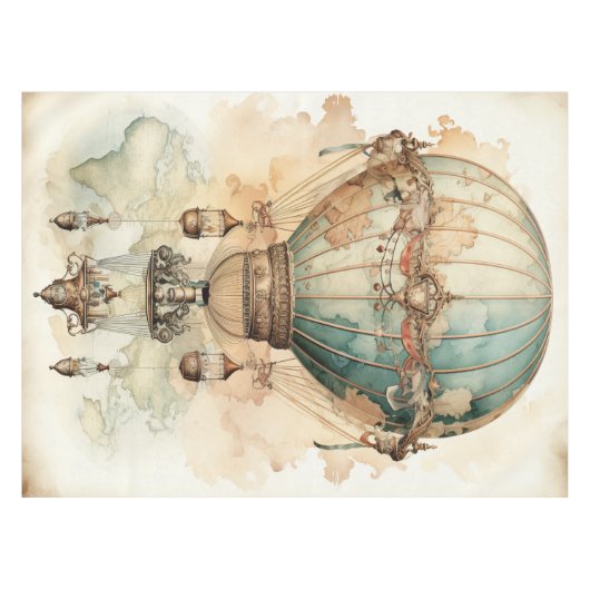  Steampunk Blauwe Hete Luchtballon (2) Tafelkleed (Voorkant (Horizontaal))