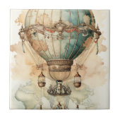  Steampunk Blauwe Hete Luchtballon (2) Tegeltje (Voorkant)