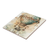  Steampunk Blauwe Hete Luchtballon (2) Tegeltje (Zijkant)