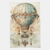 Steampunk Blauwe Hete Luchtballon (2) Theedoek (Verticaal)