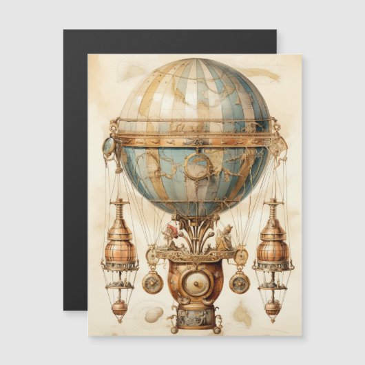 Steampunk Blauwe Hete Luchtballon (3) (Voorkant / Achterkant)