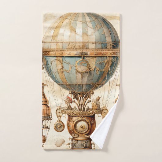 Steampunk Blauwe Hete Luchtballon (3) Bad Handdoek (Handdoek)