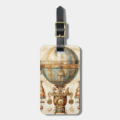 Steampunk Blauwe Hete Luchtballon (3) Bagagelabel (Voorkant verticaal)