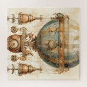Steampunk Blauwe Hete Luchtballon (3) Legpuzzel (Horizontaal)