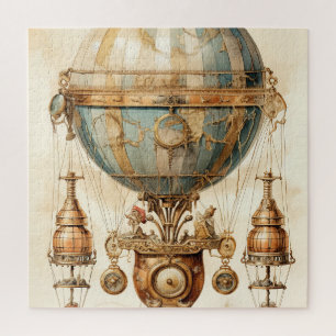  Steampunk Blauwe Hete Luchtballon (3) Legpuzzel