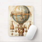 Steampunk Blauwe Hete Luchtballon (3) Muismat (Met muis)