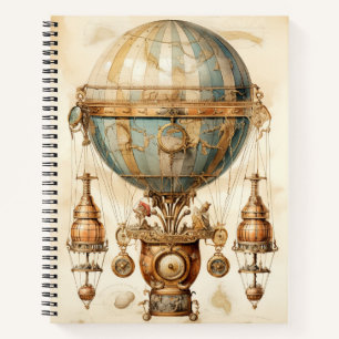 Steampunk Blauwe Hete Luchtballon (3) Notitieboek