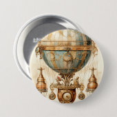 Steampunk Blauwe Hete Luchtballon (3) Ronde Button 7,6 Cm (Voorkant /achterkant)