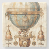  Steampunk Blauwe Hete Luchtballon (3) Stenen Onderzetter (Voorkant)