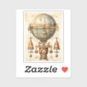 Steampunk Blauwe Hete Luchtballon (3) Sticker (Vel)
