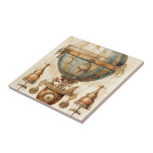 Steampunk Blauwe Hete Luchtballon (3) Tegeltje (Zijkant)