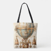 Steampunk Blauwe Hete Luchtballon (3) Tote Bag (Achterkant)