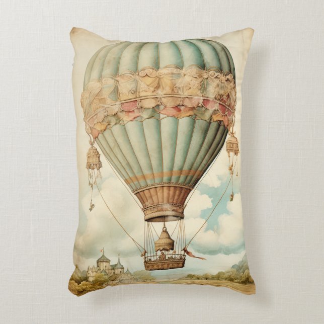  Steampunk Blauwe Hete Luchtballon Accent Kussen (Voorkant(Verticaal))