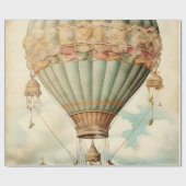  Steampunk Blauwe Hete Luchtballon Cadeaupapier (Vlak)