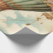  Steampunk Blauwe Hete Luchtballon Cadeaupapier (Hoek)