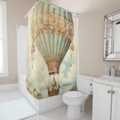  Steampunk Blauwe Hete Luchtballon Douchegordijn (In situ)