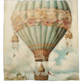  Steampunk Blauwe Hete Luchtballon Douchegordijn (Voorkant)