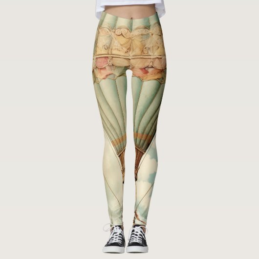 Steampunk Blauwe Hete Luchtballon Leggings (Voorkant)