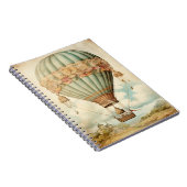 Steampunk Blauwe Hete Luchtballon Notitieboek (Rechterzijde)