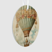 Steampunk Blauwe Hete Luchtballon Ornament (voorkant)
