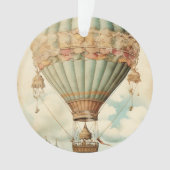 Steampunk Blauwe Hete Luchtballon Ornament (voorkant)