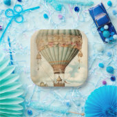 Steampunk Blauwe Hete Luchtballon Papieren Bordje (Feest)