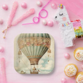 Steampunk Blauwe Hete Luchtballon Papieren Bordje (Feest)