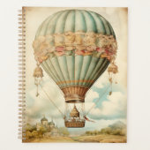  Steampunk Blauwe Hete Luchtballon Planner (Voorkant)