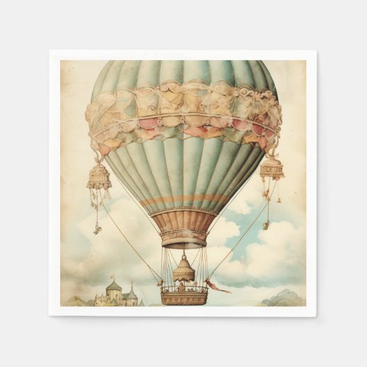  Steampunk Blauwe Hete Luchtballon Servet (Voorkant)