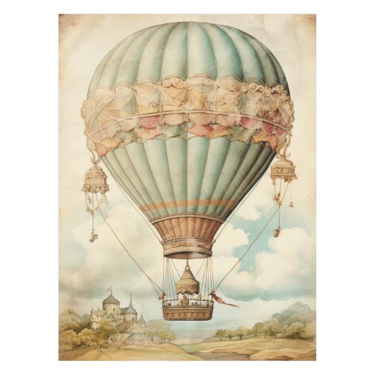 Steampunk Blauwe Hete Luchtballon Tafelkleed (Voorkant)