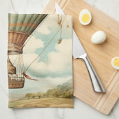  Steampunk Blauwe Hete Luchtballon Theedoek (Quarter Fold)