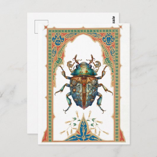  steampunk blauwe vlek briefkaart (Voorkant / Achterkant)