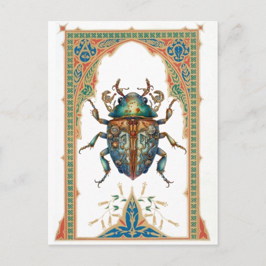  steampunk blauwe vlek briefkaart (Voorkant)