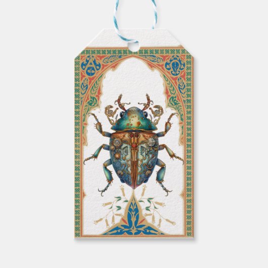  steampunk blauwe vlek cadeaulabel (Voorkant)