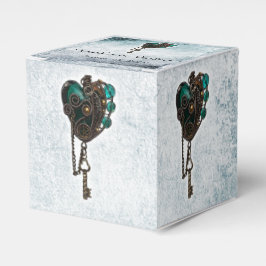 Steampunk Blauwgroen Hart Bruiloft Favor Box Bedankdoosjes