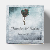 Steampunk Blauwgroen Hart Bruiloft Favor Box Bedankdoosjes (Bovenkant)