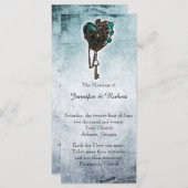 Steampunk Blauwgroen hart bruiloft programma Programmakaart (Voorkant / Achterkant)