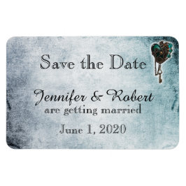Steampunk Blauwgroen Hart Bruiloft Save the Date Magneet