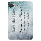 Steampunk Blauwgroen Hart Bruiloft Save the Date Magneet (Verticaal)