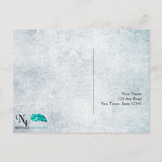 Steampunk Blauwgroen Hart RSVP Briefkaart (Achterkant)