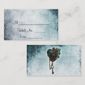 Steampunk Blauwgroen Hart Trouwplaats Kaarten Plaatskaartje (Voorkant / Achterkant)