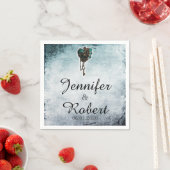 Steampunk Blauwgroen Hart Trouwservet Servet (Insitu)